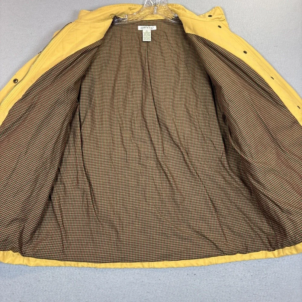 Orvis Jacket Womens XLarge Tan Quilted Snap‎ Front Cotton Lined Casual Insulated